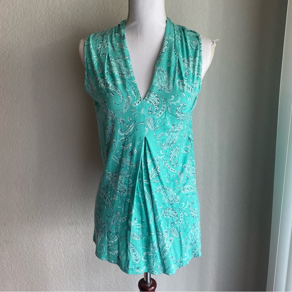 Women's Sleeveless Paisley Top - Teal